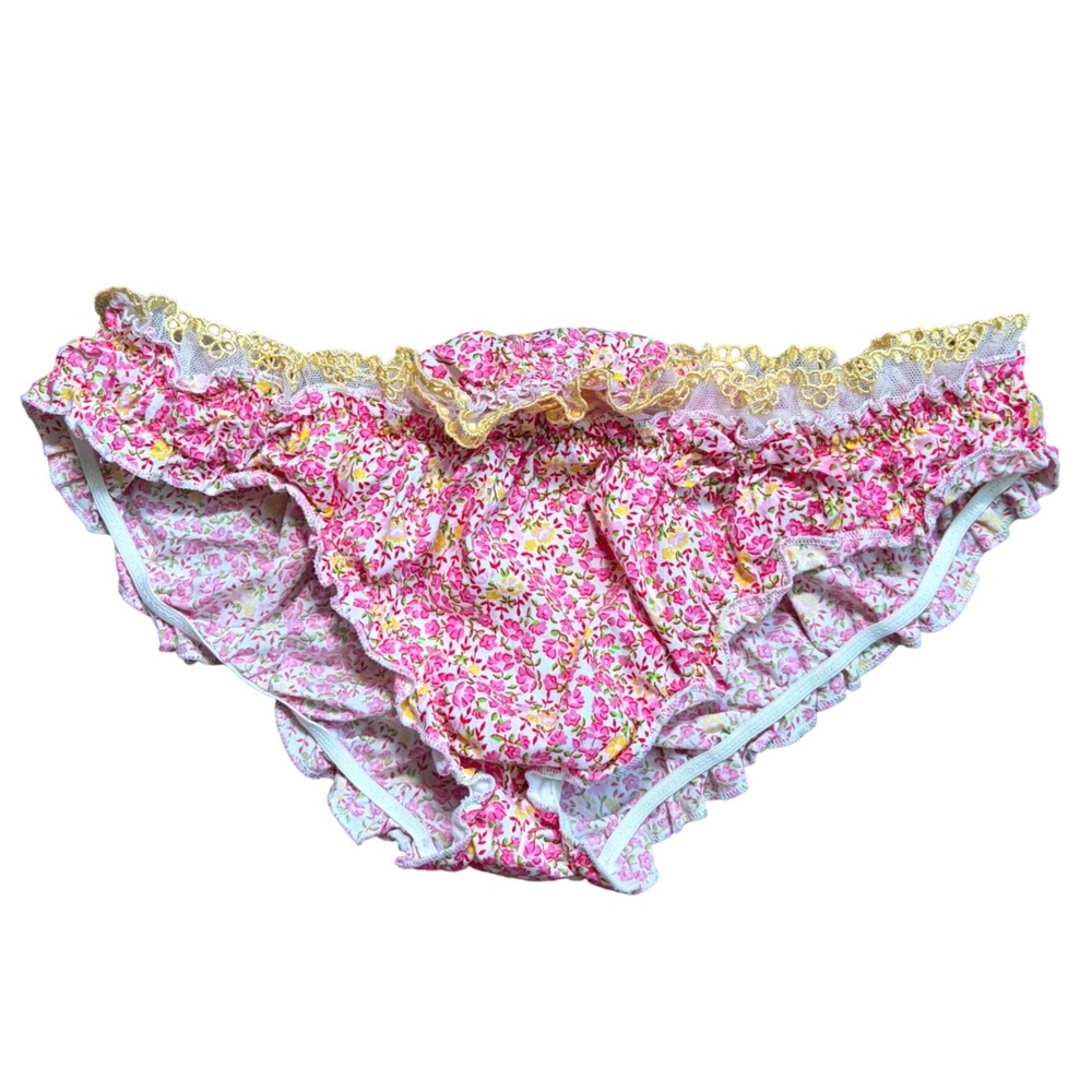 Rare Vintage 2007 Victorias Secret Pink Floral Lace Trim Low Rise Panties